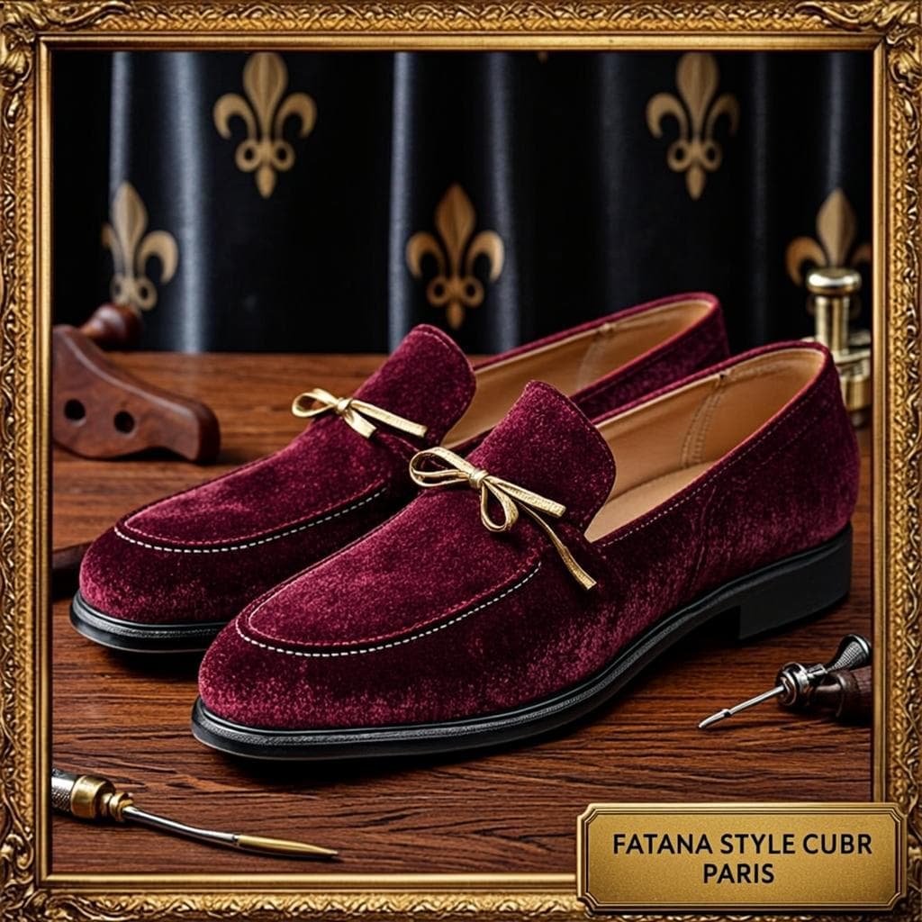 Mocassins Velours Bordeaux — Mocassins velours