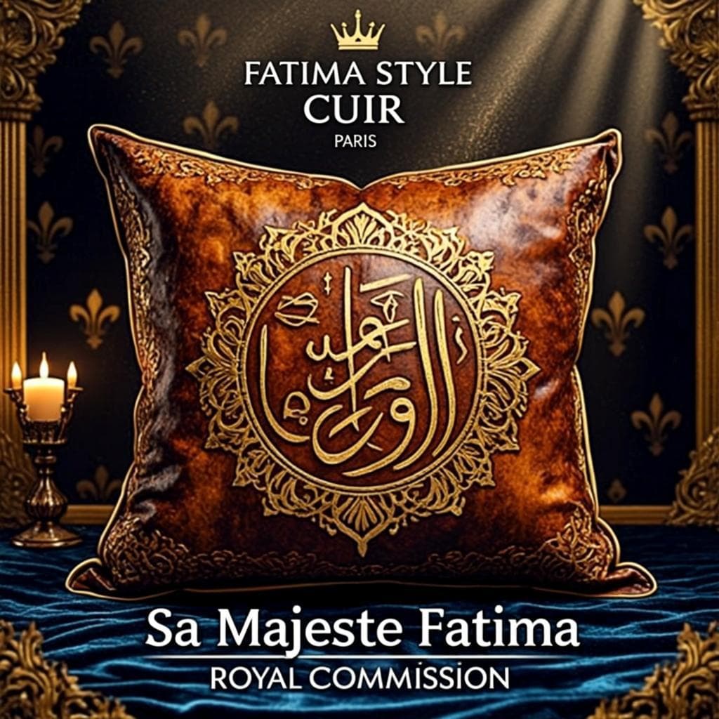Coussin Cuir Brodé Or — Coussin décoratif