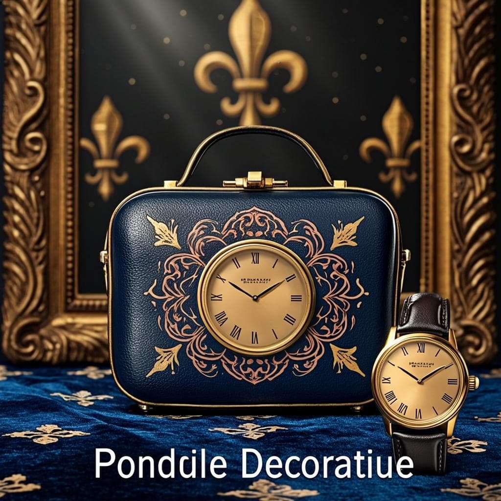 Pendule Cuir & Laiton — Pendule décorative